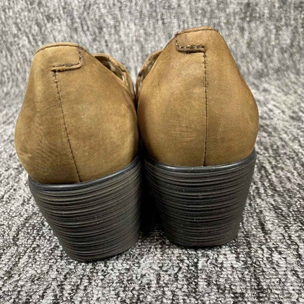 Dansko Clio Wedge Loafers Women 7.5-8 Mushroom Brown Nubuck Leather Buckle Clogs